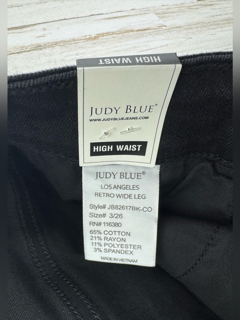 Judy Blue Jeans Womens 3/26 (26x35) Black High Rise Retro Wide Leg Fit NWT - Picture 5 of 11
